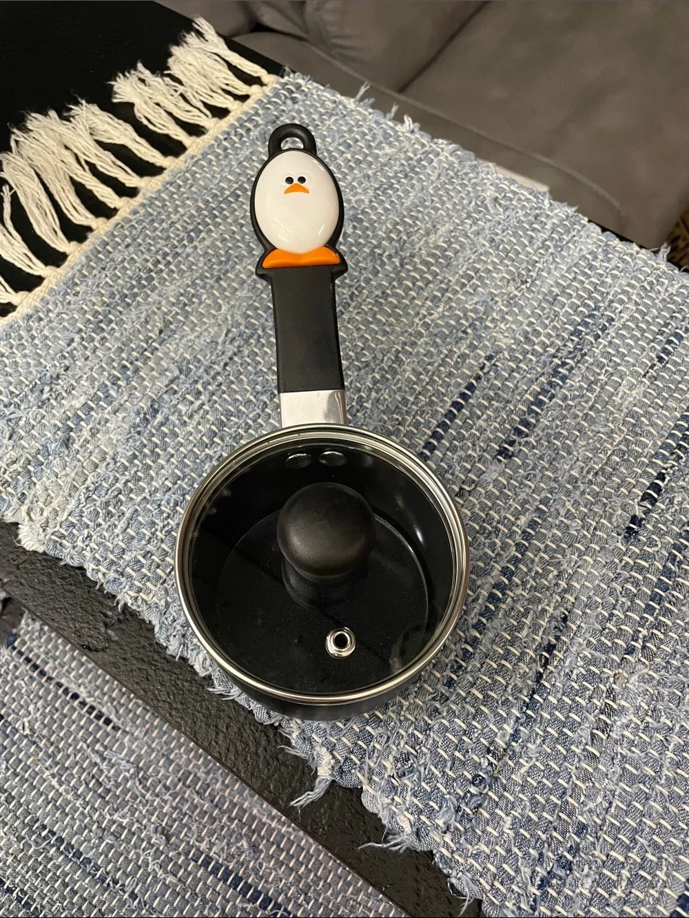 Cute Penguin Mini Saucepan with Lid - Black & White 4 inch